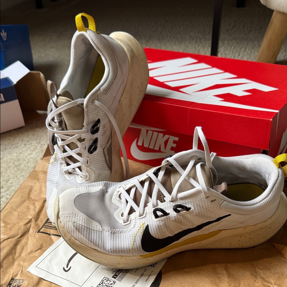 Nike White and Yellow Athletic Sneakers